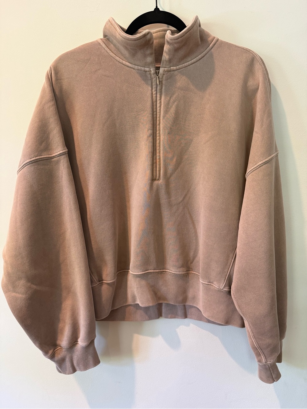 Abercrombie & Fitch Light Beige Quarter-Zip Pullover